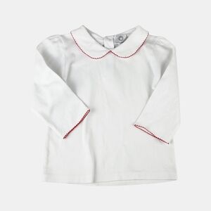The Proper Peony Kids White & Red Peter Pan Collar Top